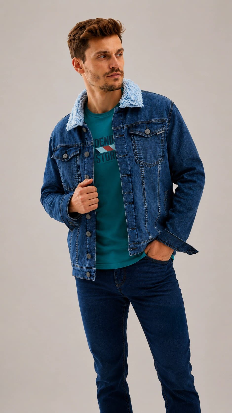 Campera Taverniti Hombre Jean - Denim Casual- revestida.